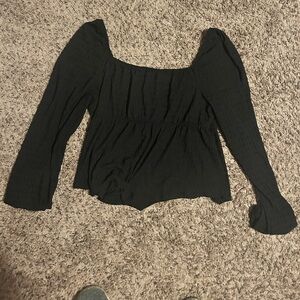 NWOT SO Black Square Neck Top Size Large